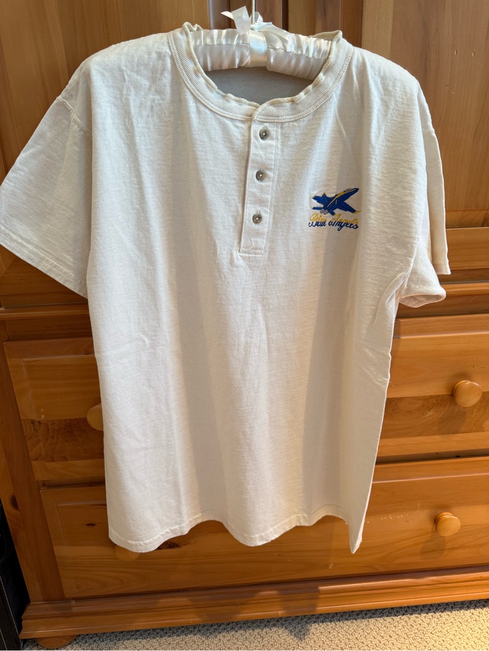 Gildan Cream Superweight Cotton Tee with Blue Logo Tag